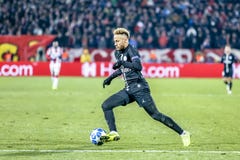 Neymar playing on a UEFA Champions League match