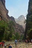 Nice Desfuladero With A Sinuous River Full Of Water Pools Where You Can Take A Good Bath In The Park Of Zion. Geology Travel Holid Royalty Free Stock Images Nice Desfuladero With A Sinuous River Full Of Water Pools Where You Can Take A Good Bath In The Park Of Zion. Geology Travel Holid Royalty Free Stock Images