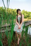Nice girl sitting in the forest front the lake royalty free stock photography Nice girl sitting in the forest front the lake royalty free stock photography