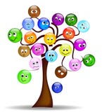 Nice Tree With Colorful Smilies With Different Exp Royalty Free Stock Photos
