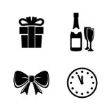 Nieuw jaar Eenvoudige Verwante Vectorpictogrammen stock illustratie Nieuw jaar Eenvoudige Verwante Vectorpictogrammen stock illustratie