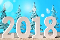 Nieuw jaar Nieuwe 2017 Gelukkig Nieuwjaar 2018 aantallen op blauwe achtergrond Stock Foto's Nieuw jaar Nieuwe 2017 Gelukkig Nieuwjaar 2018 aantallen op blauwe achtergrond Stock Foto's