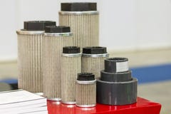 Nieuwe opnamegas en lucht en de filterelementen van de oliezuiging voor industrieel stock afbeelding Nieuwe opnamegas en lucht en de filterelementen van de oliezuiging voor industrieel stock afbeelding
