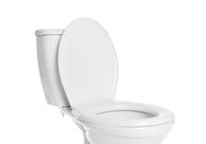 Nieuwe toiletkom op witte achtergrond royalty-vrije stock foto Nieuwe toiletkom op witte achtergrond royalty-vrije stock foto