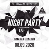 Night Dance Party design template in polygonal style. Club dance party event. DJ music poster promotional stock illustration Night Dance Party design template in polygonal style. Club dance party event. DJ music poster promotional stock illustration