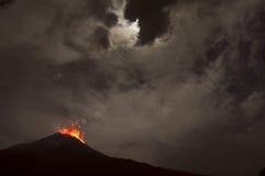 Night Eruption. Tungurahua Volcano, Banos, Cordillera Occidental Royalty Free Stock Photos Night Eruption. Tungurahua Volcano, Banos, Cordillera Occidental Royalty Free Stock Photos