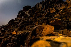 Night landscape, bald mountains against a starry sky stock image Night landscape, bald mountains against a starry sky stock image