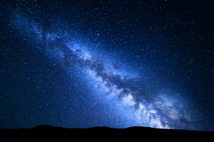 Night landscape with Milky Way. Starry sky, Universe