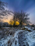 Night landscape snowscape long exposure Royalty Free Stock Photography Night landscape snowscape long exposure Royalty Free Stock Photography