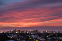 A night landscape view of city at sunset time stock photo A night landscape view of city at sunset time stock photo