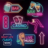 Night Life Neon Light Signs stock illustration Night Life Neon Light Signs stock illustration