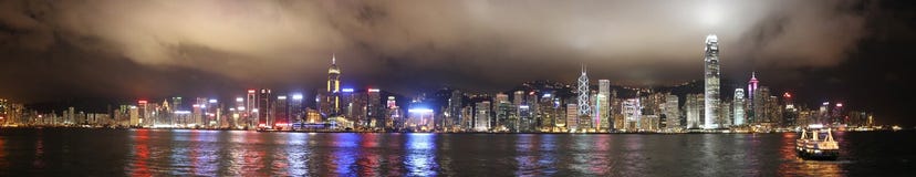 Night Panorama of Victoria Harbor Hong Kong royalty free stock photo Night Panorama of Victoria Harbor Hong Kong royalty free stock photo
