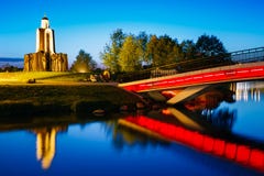 Night Scene Of Island Of Tears In Minsk, Belarus Stock Photography