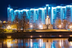 Night Scene Of Island Of Tears In Minsk, Downtown Stock Images Night Scene Of Island Of Tears In Minsk, Downtown Stock Images