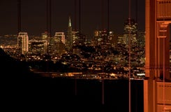 Night scene of San Francisco skyline and the Golden Gate Bridge