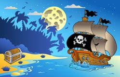 Night seascape with pirate ship 1 royalty free illustration Night seascape with pirate ship 1 royalty free illustration