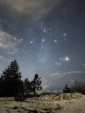 Night Sky Stars Cygnus And Lyra Constellation Clouds And Snow Nightscape Stock Photo Night Sky Stars Cygnus And Lyra Constellation Clouds And Snow Nightscape Stock Photo