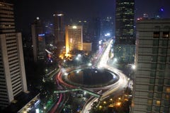 Night Skyline Bundaran HI Jakarta royalty free stock photo Night Skyline Bundaran HI Jakarta royalty free stock photo