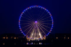 Night view of big wheel in Paris stock photo Night view of big wheel in Paris stock photo