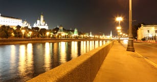 Night View Of The Kremlin, Moscow, Russia--the Most Popular View Of Moscow Stock Photo