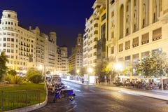 Night view of Placa del Ajuntament. Valencia stock photos Night view of Placa del Ajuntament. Valencia stock photos