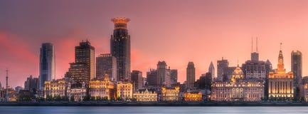 Night view of Shanghai skyline and Huangpu river Stock Photos Night view of Shanghai skyline and Huangpu river Stock Photos