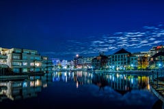 Nightshot of the Humboldt harbour in Berlin Tegel stock photo Nightshot of the Humboldt harbour in Berlin Tegel stock photo