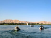 Nile River With Boats In Egypt Royalty Free Stock Photography