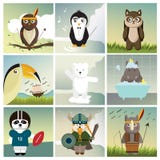 Nine different animals dressed like humans royalty free illustration Nine different animals dressed like humans royalty free illustration
