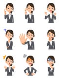 Nine facial expressions and gestures of female operators vector illustration Nine facial expressions and gestures of female operators vector illustration