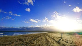 Niski zimy słońce przy Studland plażą w Dorset UK fotografia stock Niski zimy słońce przy Studland plażą w Dorset UK fotografia stock