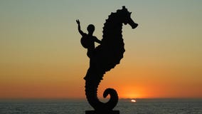 Niño que monta un Seahorse foto de archivo libre de regalías Niño que monta un Seahorse foto de archivo libre de regalías