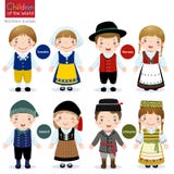 Niños del mundo (Suecia, Noruega, Islandia y Lituania) stock de ilustración Niños del mundo (Suecia, Noruega, Islandia y Lituania) stock de ilustración