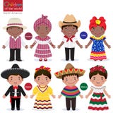 Niños en traje-Jamaica-Cuba-México tradicional ilustración del vector Niños en traje-Jamaica-Cuba-México tradicional ilustración del vector
