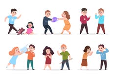 Niños enojados Chicos malos y muchachas que enfrentan y que tiranizan a niños más pequeños Malos caracteres del vector del niño d libre illustration Niños enojados Chicos malos y muchachas que enfrentan y que tiranizan a niños más pequeños Malos caracteres del vector del niño d libre illustration