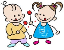 Niños que comen el caramelo ilustración del vector Niños que comen el caramelo ilustración del vector