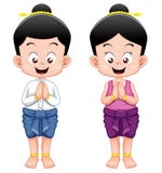 Niños tailandeses, Sawasdee ilustración del vector Niños tailandeses, Sawasdee ilustración del vector