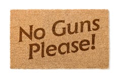 No Guns Please Welcome Mat On White Stock Image