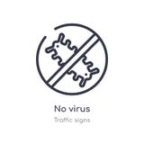 no virus outline icon. isolated line vector illustration from traffic signs collection. editable thin stroke no virus icon on stock illustration no virus outline icon. isolated line vector illustration from traffic signs collection. editable thin stroke no virus icon on stock illustration