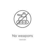 no weapons icon vector from activist collection. Thin line no weapons outline icon vector illustration. Outline, thin line no royalty free illustration no weapons icon vector from activist collection. Thin line no weapons outline icon vector illustration. Outline, thin line no royalty free illustration