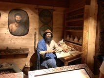 Noah door een bureau op de Bak in de Bak ontmoet Themapark royalty-vrije stock afbeeldingen Noah door een bureau op de Bak in de Bak ontmoet Themapark royalty-vrije stock afbeeldingen