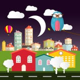 Noc projekta Wektorowy Płaski miasto ilustracja wektor Noc projekta Wektorowy Płaski miasto ilustracja wektor