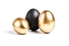 Noir et deux oeufs d'or photographie stock Noir et deux oeufs d'or photographie stock