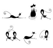 Noir gracieux de silhouettes de chats pour votre conception illustration stock Noir gracieux de silhouettes de chats pour votre conception illustration stock