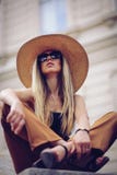 Noise. Vintage Style. Woman portrait in Lviv, Ukraine. Happy can stock images Noise. Vintage Style. Woman portrait in Lviv, Ukraine. Happy can stock images