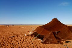 Nomad Tent In Sahara Desert Stock Photo