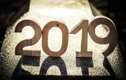Nombre en bois 2019 Bonne année 2019 image libre de droits Nombre en bois 2019 Bonne année 2019 image libre de droits