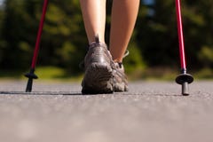 Nordic walking in summer royalty free stock photos Nordic walking in summer royalty free stock photos