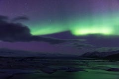 NorrskenJokulsarlon för nordligt ljus glaciär Arkivfoton NorrskenJokulsarlon för nordligt ljus glaciär Arkivfoton