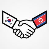 North and South Korea handshake flags flat vector illustration North and South Korea handshake flags flat vector illustration